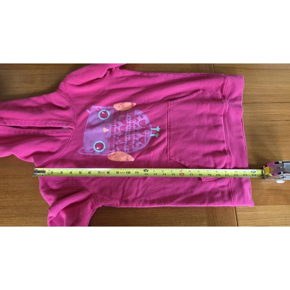 Cat & Jack Girl's Pink Owl Hooded Sweatshirt Size XL (14/16) READ Description